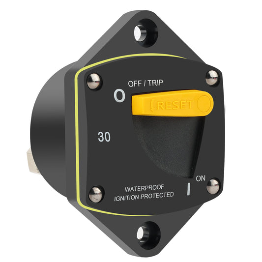 GLOSO Circuit Breaker Switches Manual Reset Waterproof Audio Radio Solar System Boat Truck Marine Automotive Stud 5/16“ Panel Mount 25-300A