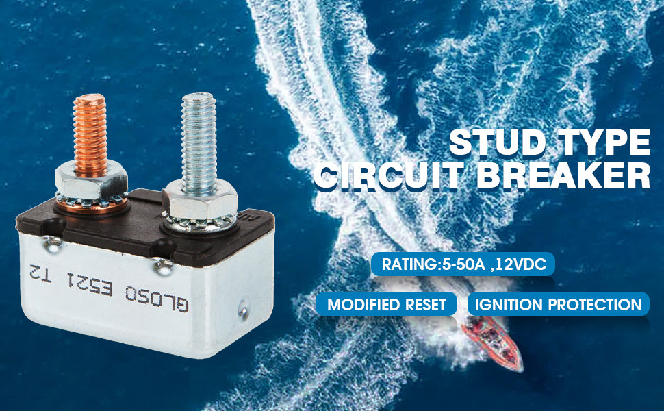 GLOSO E521 (T2) Modified Reset No Bracket Stud Circuit Breaker (5A-50A)