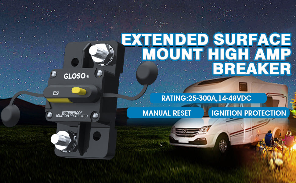 GLOSO E93 T3 Extended Surface Mount 1/4"&3/8" Diagonal Stud Circuit Breaker (25A-300A)