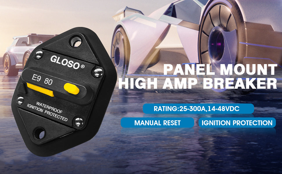 GLOSO E96 T3 Panel Mount Waterproof IP67 with Gasket Circuit Breaker (25A-300A)