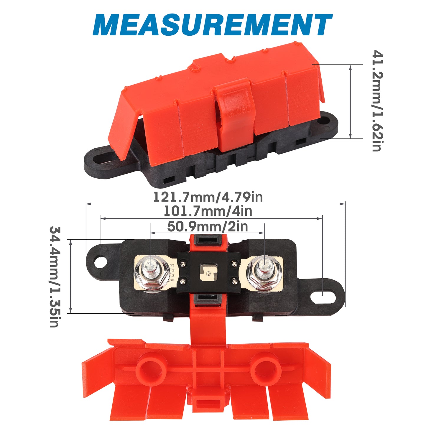 GLOSO DMM Mega Fuse Holder Bolt-Down AMG Fuse Holder with Cover M8 Stud  (Fuse not included)