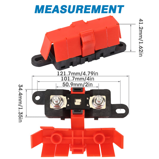 GLOSO DMM Mega Fuse Holder Bolt-Down AMG Fuse Holder with Cover M8 Stud  (Fuse not included)