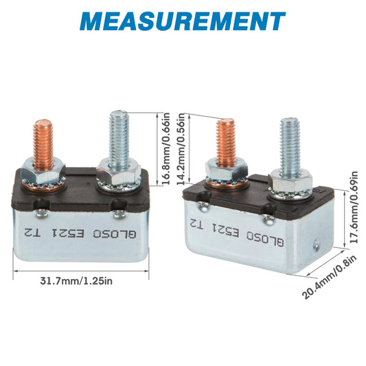 GLOSO E521 (T2) Modified Reset No Bracket Stud Circuit Breaker (5A-50A)