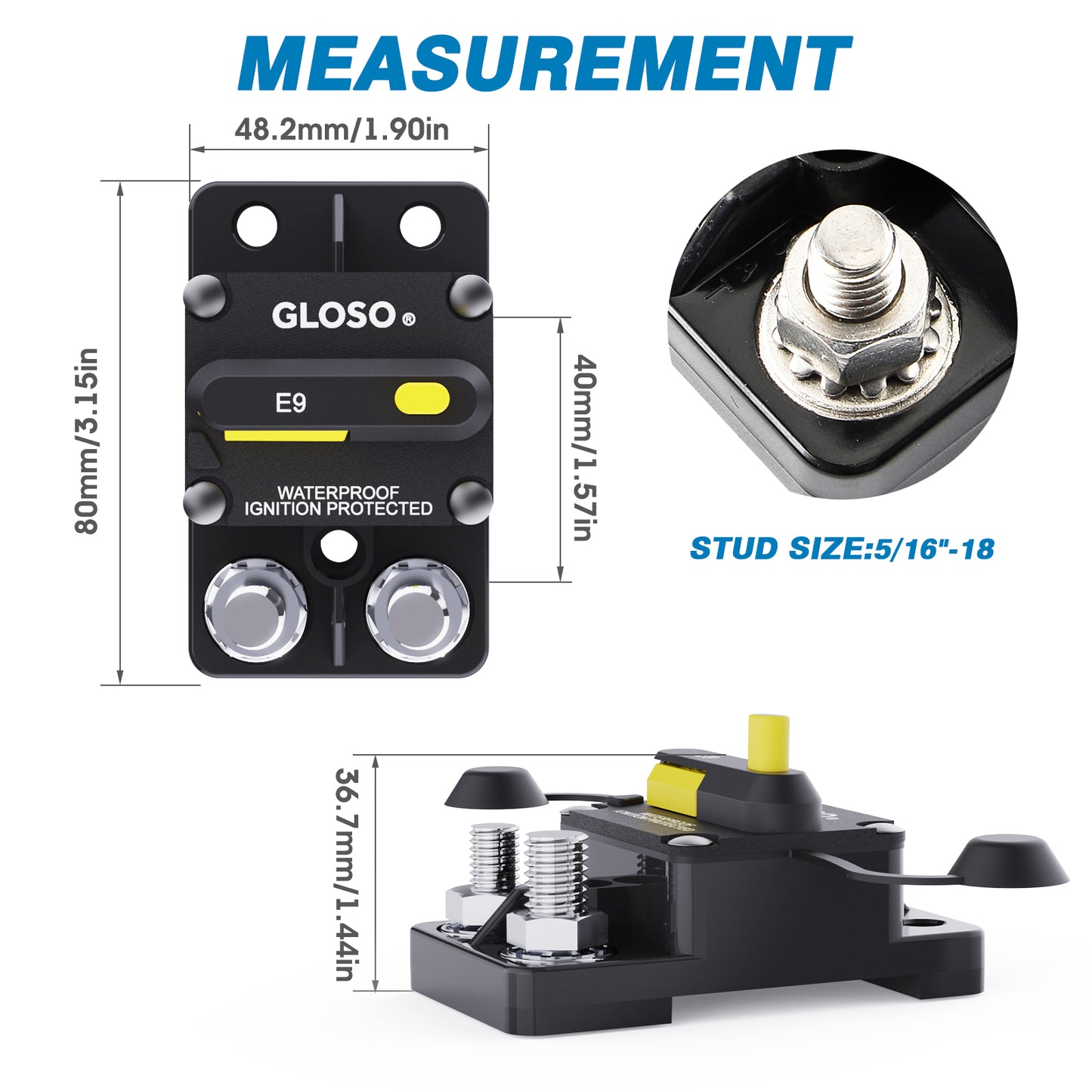GLOSO E9C T3 IP67 Side by Side Stud Circuit Breaker