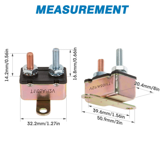 GLOSO E512 Stud Type Auto (T1) Reset Circuit Breakers Crosswise Bracket (5A-50A)