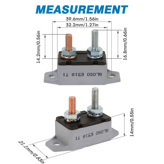 GLOSO E518 Stud Type Lengthwise Bracket Circuit Breaker Auto Reset (T1) (5A-50A)