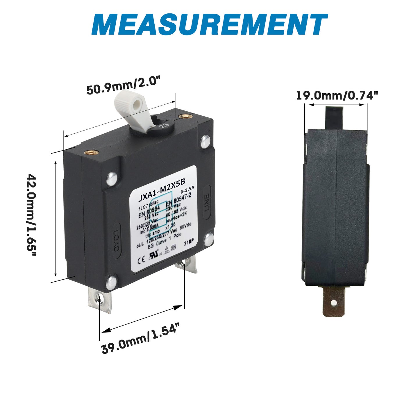 GLOSO J Type Hydraulic Magnetic Single Pole Circuit Breaker AC/DC Manual Reset Toggle Switch J1P