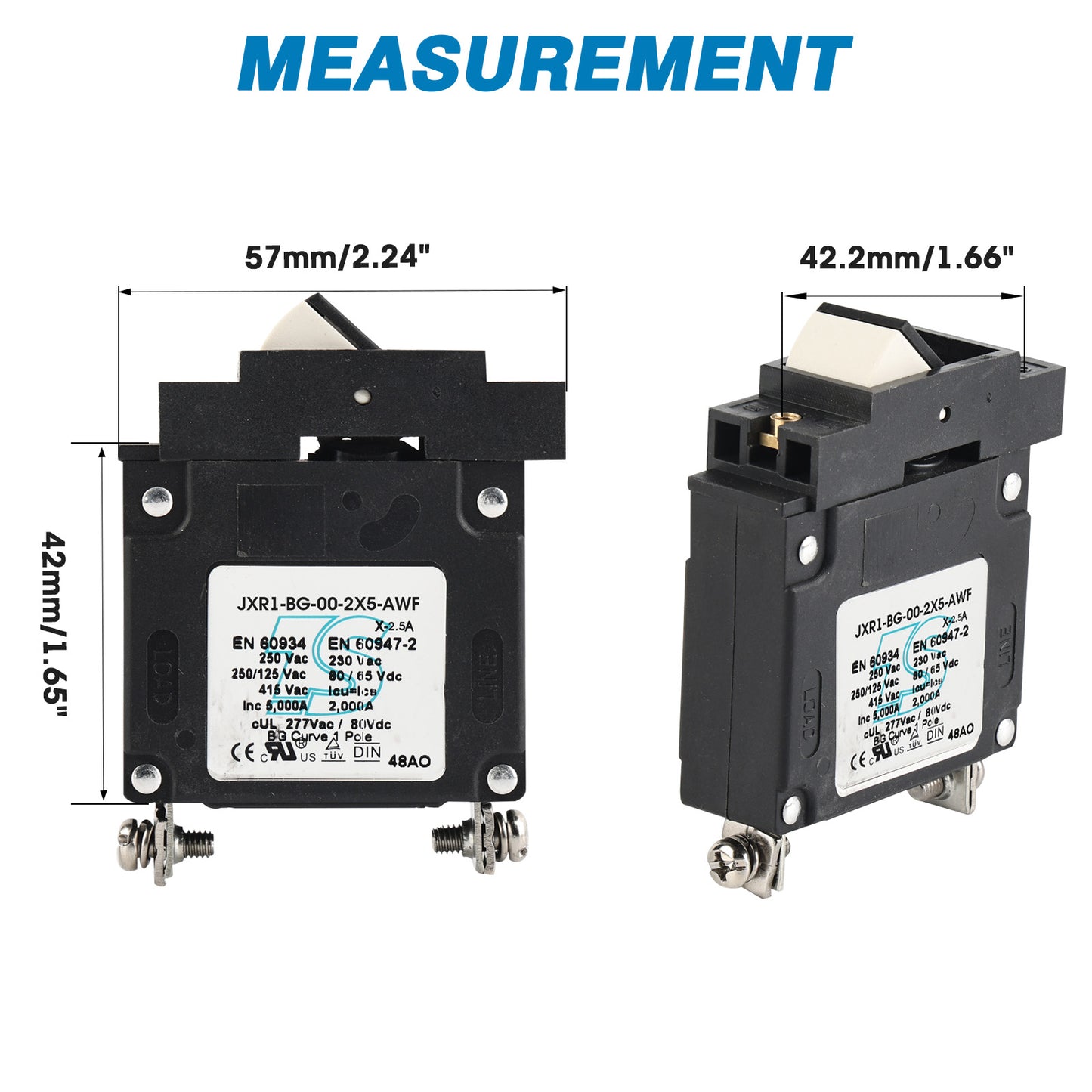 GLOSO J Type Hydraulic Magnetic Single Pole Circuit Breaker AC/DC Manual Reset Flat Rocker J1P
