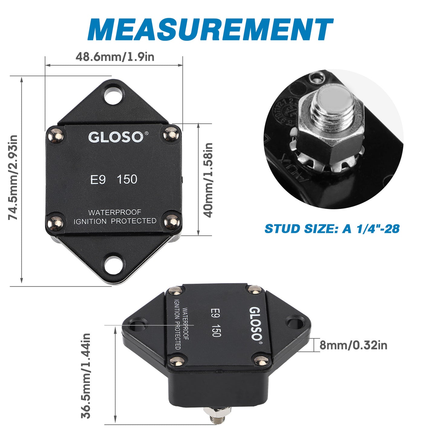 GLOSO E94 Panel Mount T1 Auto Reset Circuit Breaker