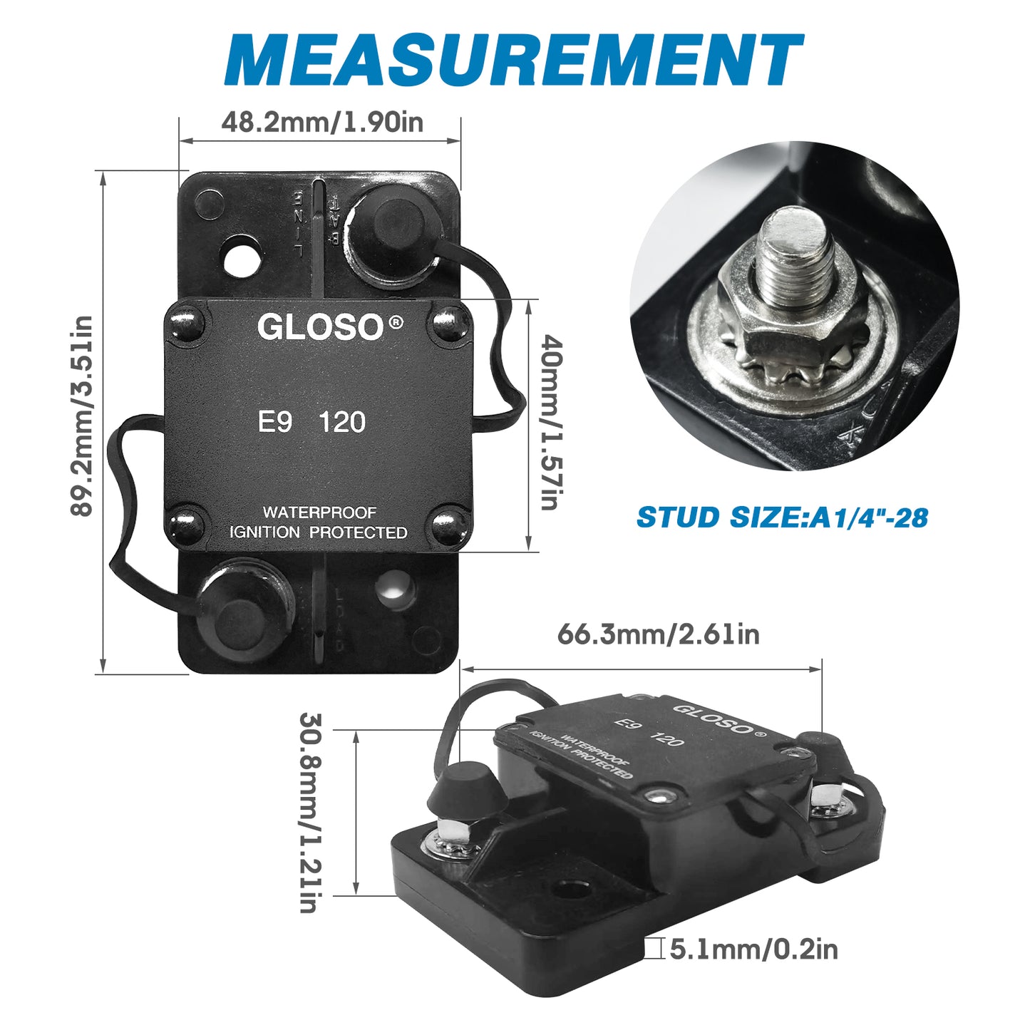 GLOSO E91 T1 Extended Surface Mount Circuit Breaker