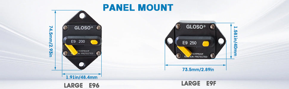 GLOSO E9F Circuit Breaker 90° Panel Mount