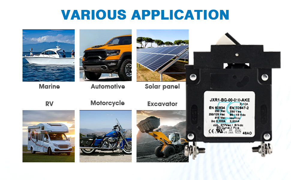 GLOSO J Type Hydraulic Magnetic Single Pole Circuit Breaker AC/DC Manual Reset Flat Rocker J1P