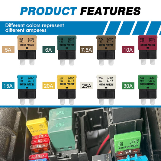 GLOSO E37 Auto (T1) Reset Low Profile ATC/ATO Circuit Breaker (3A-30A)