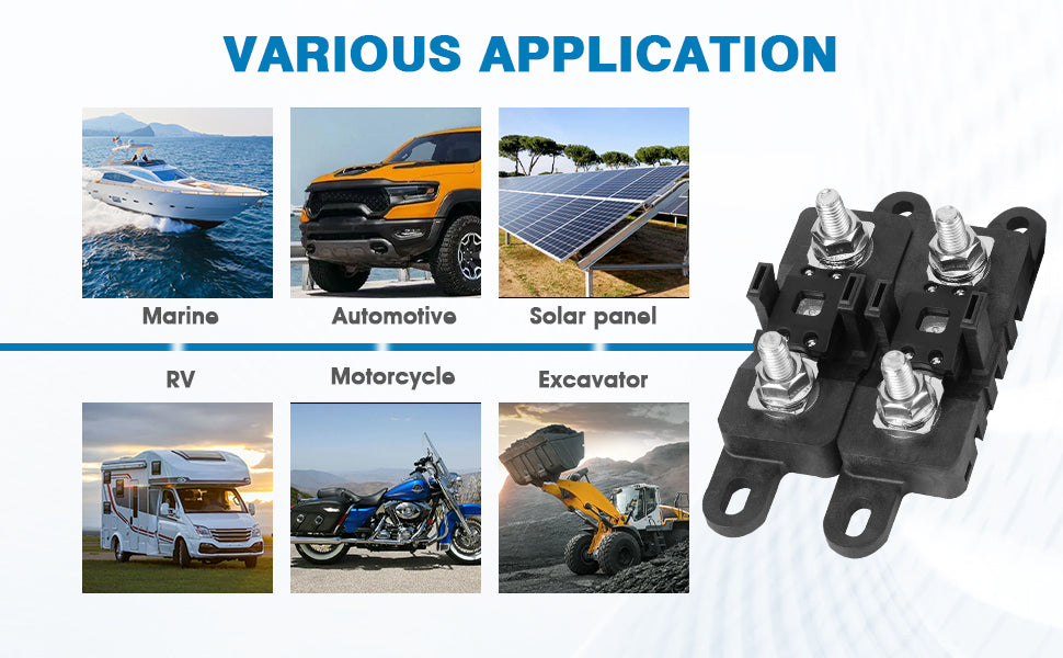 GLOSO DMM Mega Fuse Holder Bolt-Down AMG Fuse Holder with Cover M8 Stud  (Fuse not included)