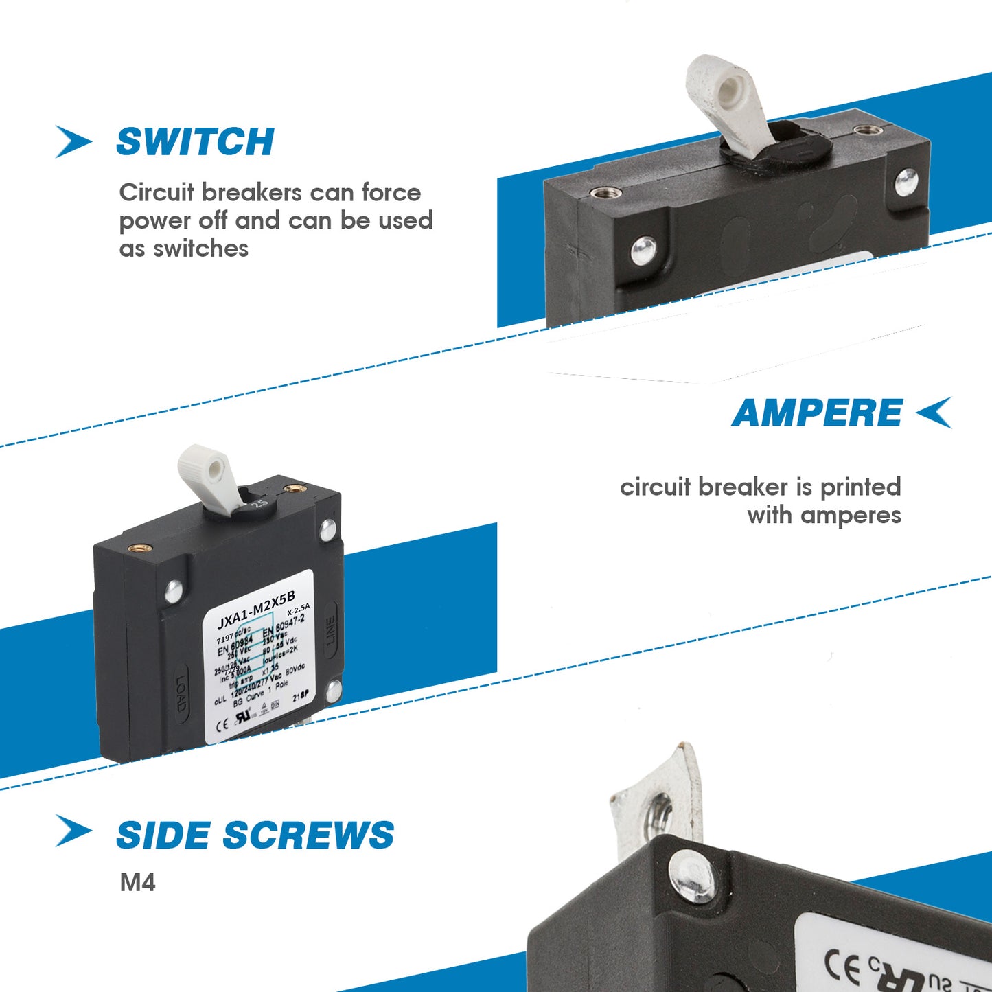 GLOSO J Type Hydraulic Magnetic Single Pole Circuit Breaker AC/DC Manual Reset Toggle Switch J1P