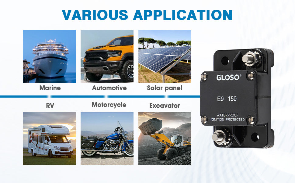 GLOSO E97 T1 Surface Mount Waterproof IP67 Hi-Amp Circuit Breaker (25A-150A)