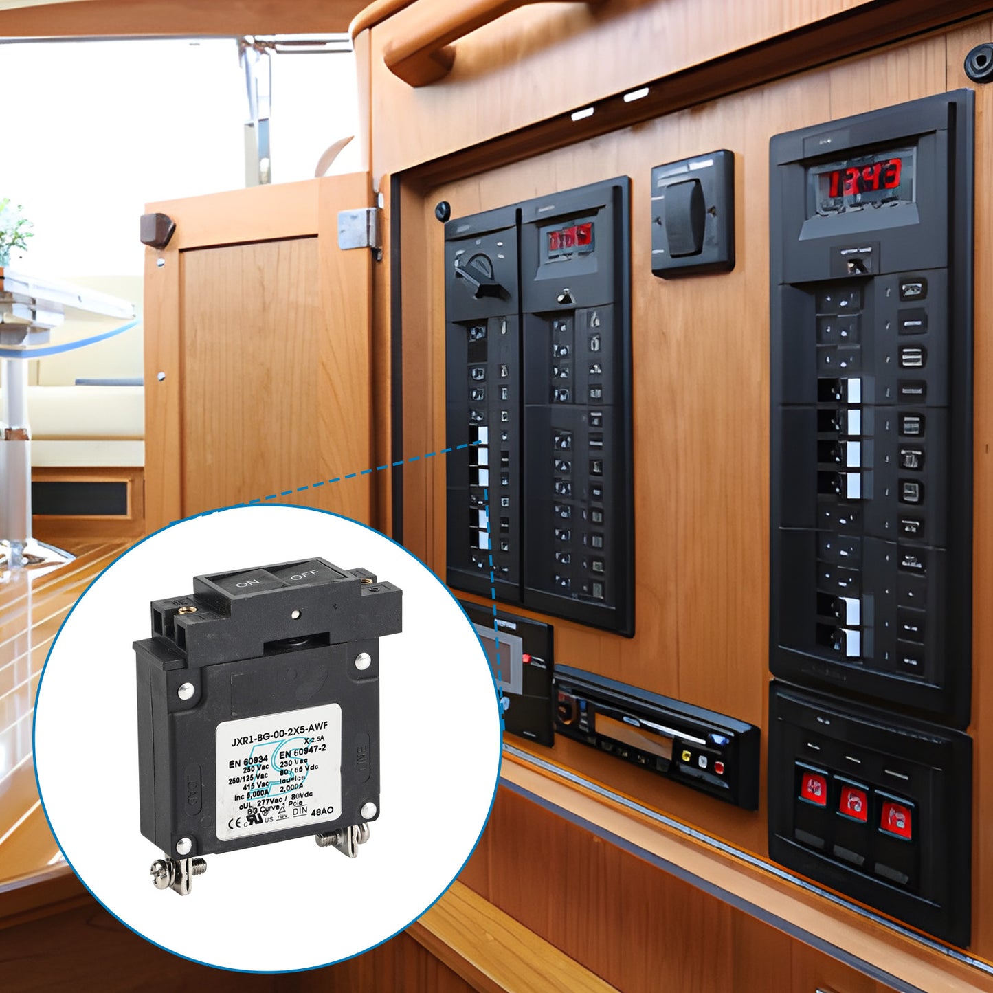 GLOSO J Type Hydraulic Magnetic Single Pole Circuit Breaker AC/DC Manual Reset Flat Rocker J1P