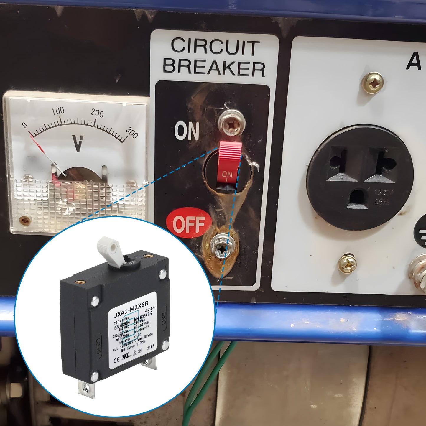 GLOSO J Type Hydraulic Magnetic Single Pole Circuit Breaker AC/DC Manual Reset Toggle Switch J1P