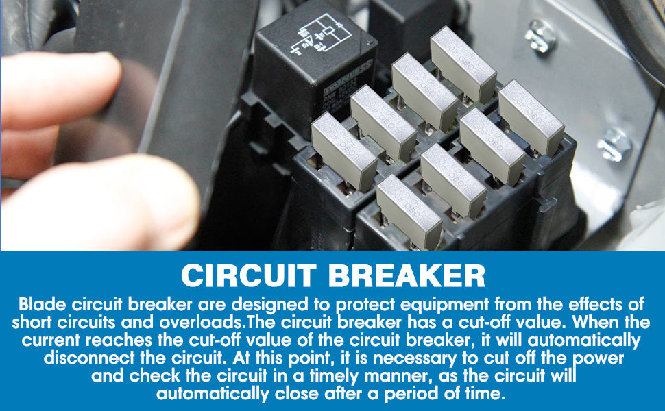 GLOSO E81 Long ATC Terminal (w/dimple) Circuit Breaker, T1 Auto Reset (10A-50A)