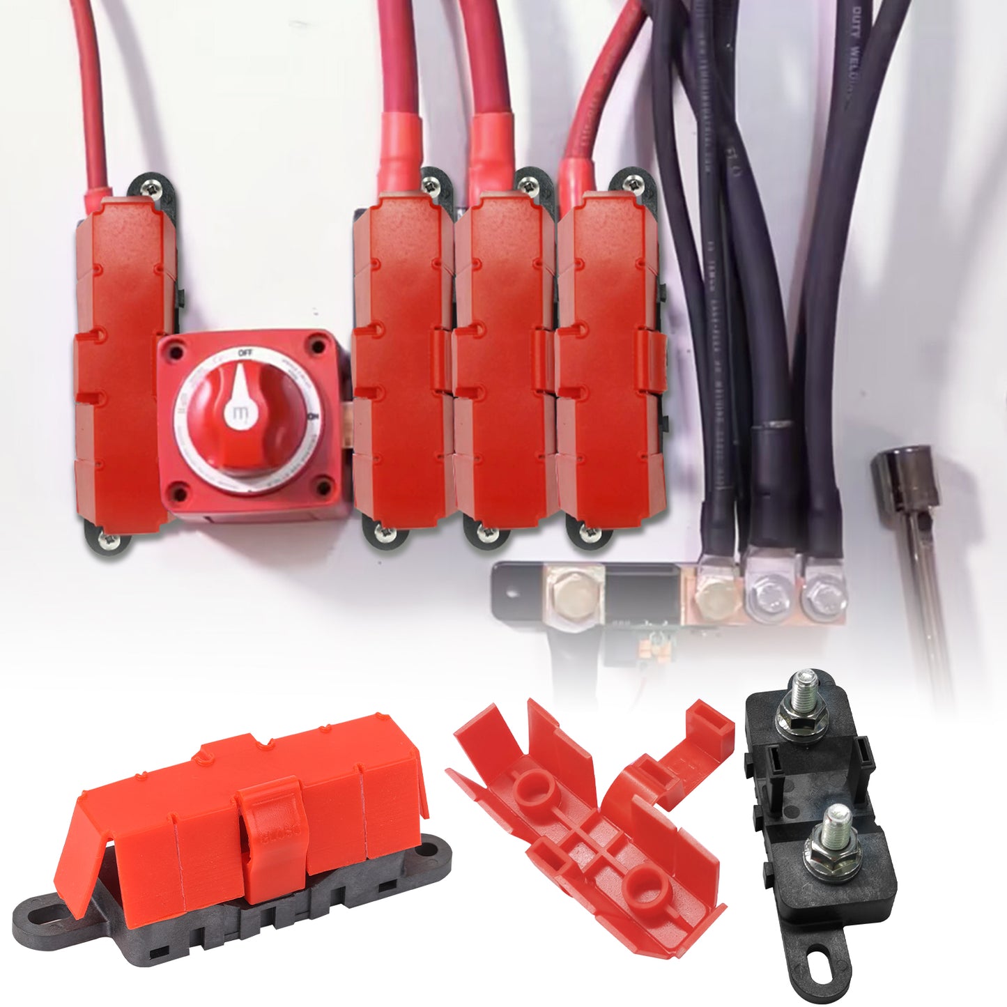 GLOSO DMM Mega Fuse Holder Bolt-Down AMG Fuse Holder with Cover M8 Stud  (Fuse not included)