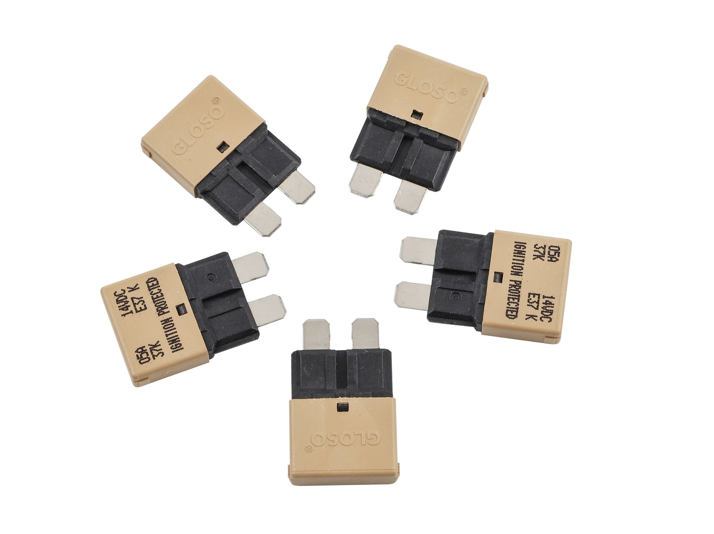 GLOSO E37 Auto (T1) Reset Low Profile ATC/ATO Circuit Breakers Fuse 5 Pack (3A-30A)