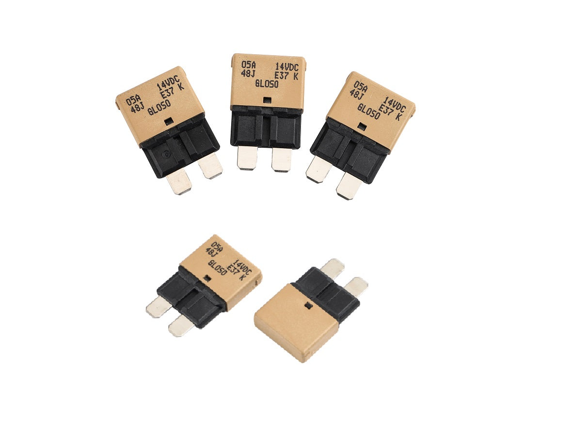 GLOSO E37 Auto (T1) Reset Low Profile ATC/ATO Circuit Breakers Fuse 5 Pack (3A-30A)