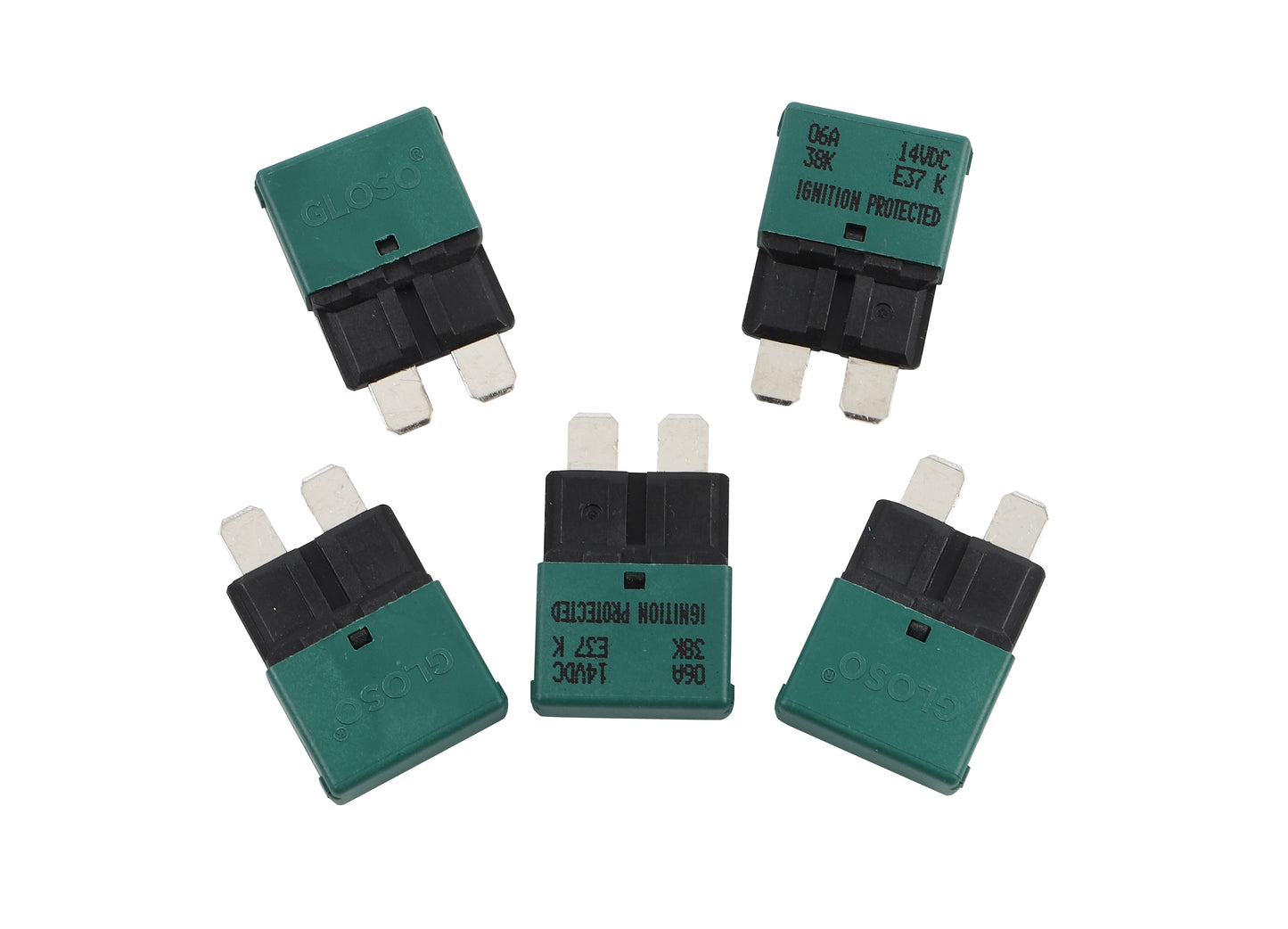 GLOSO E37 Auto (T1) Reset Low Profile ATC/ATO Circuit Breakers Fuse 5 Pack (3A-30A)