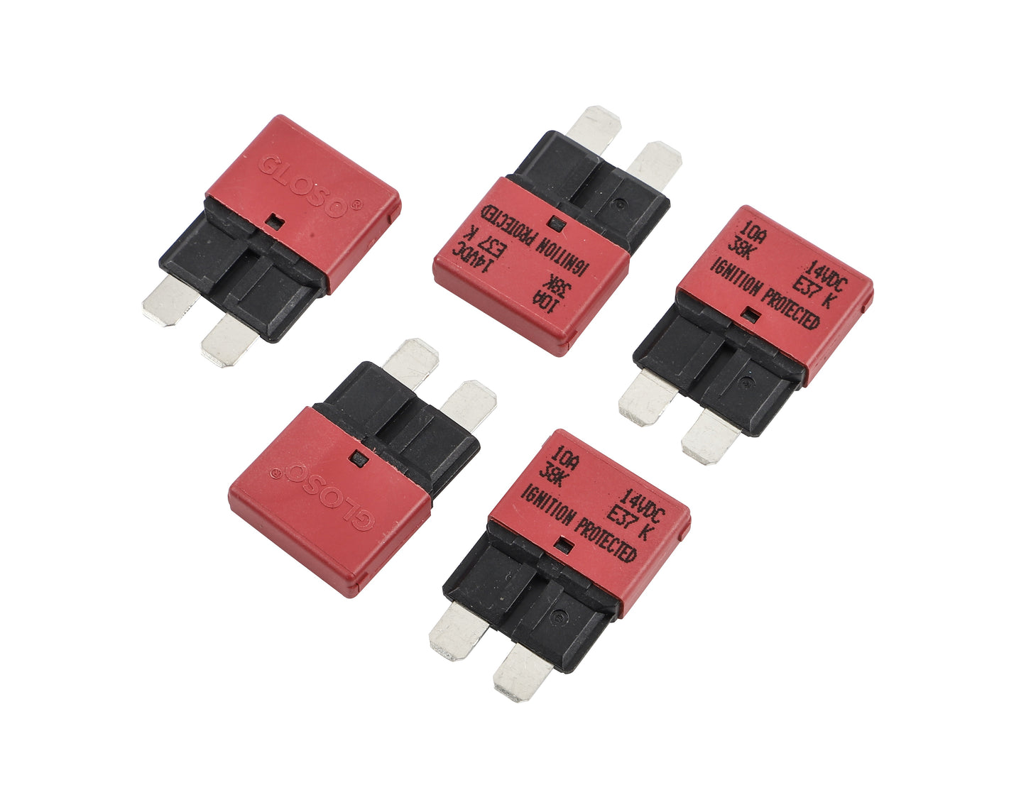 GLOSO E37 Auto (T1) Reset Low Profile ATC/ATO Circuit Breakers Fuse 5 Pack (3A-30A)