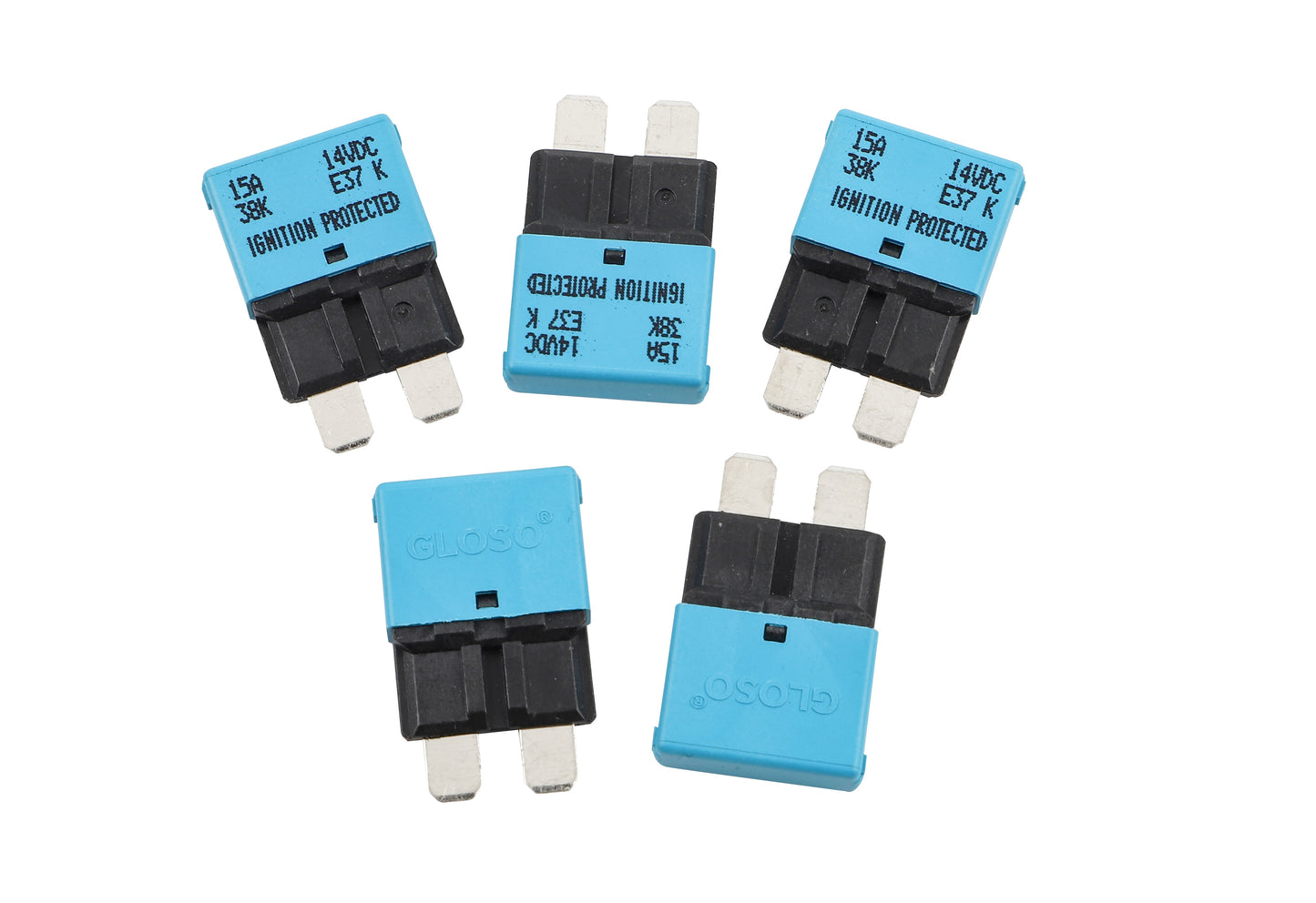GLOSO E37 Auto (T1) Reset Low Profile ATC/ATO Circuit Breakers Fuse 5 Pack (3A-30A)