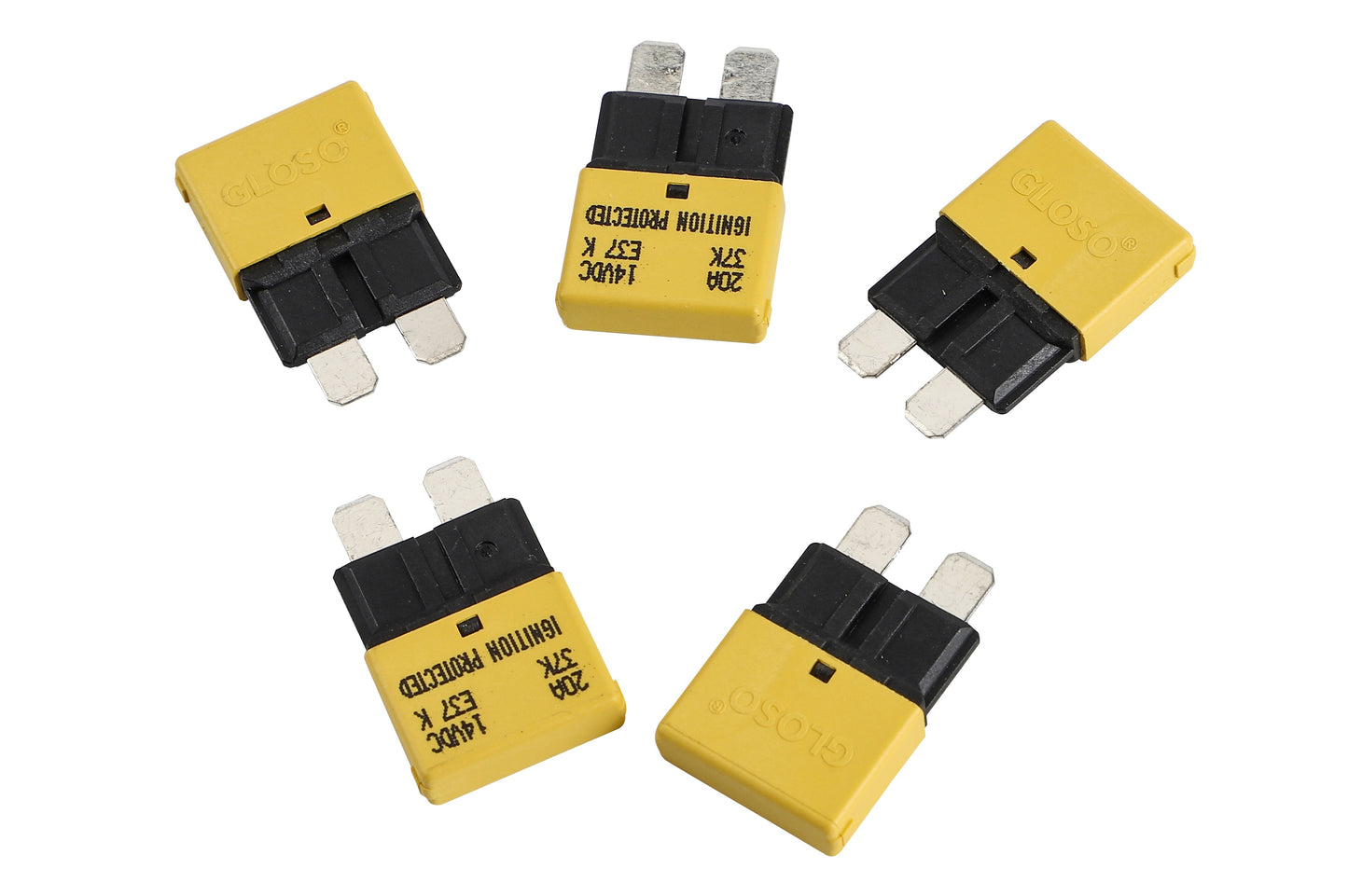 GLOSO E37 Auto (T1) Reset Low Profile ATC/ATO Circuit Breakers Fuse 5 Pack (3A-30A)