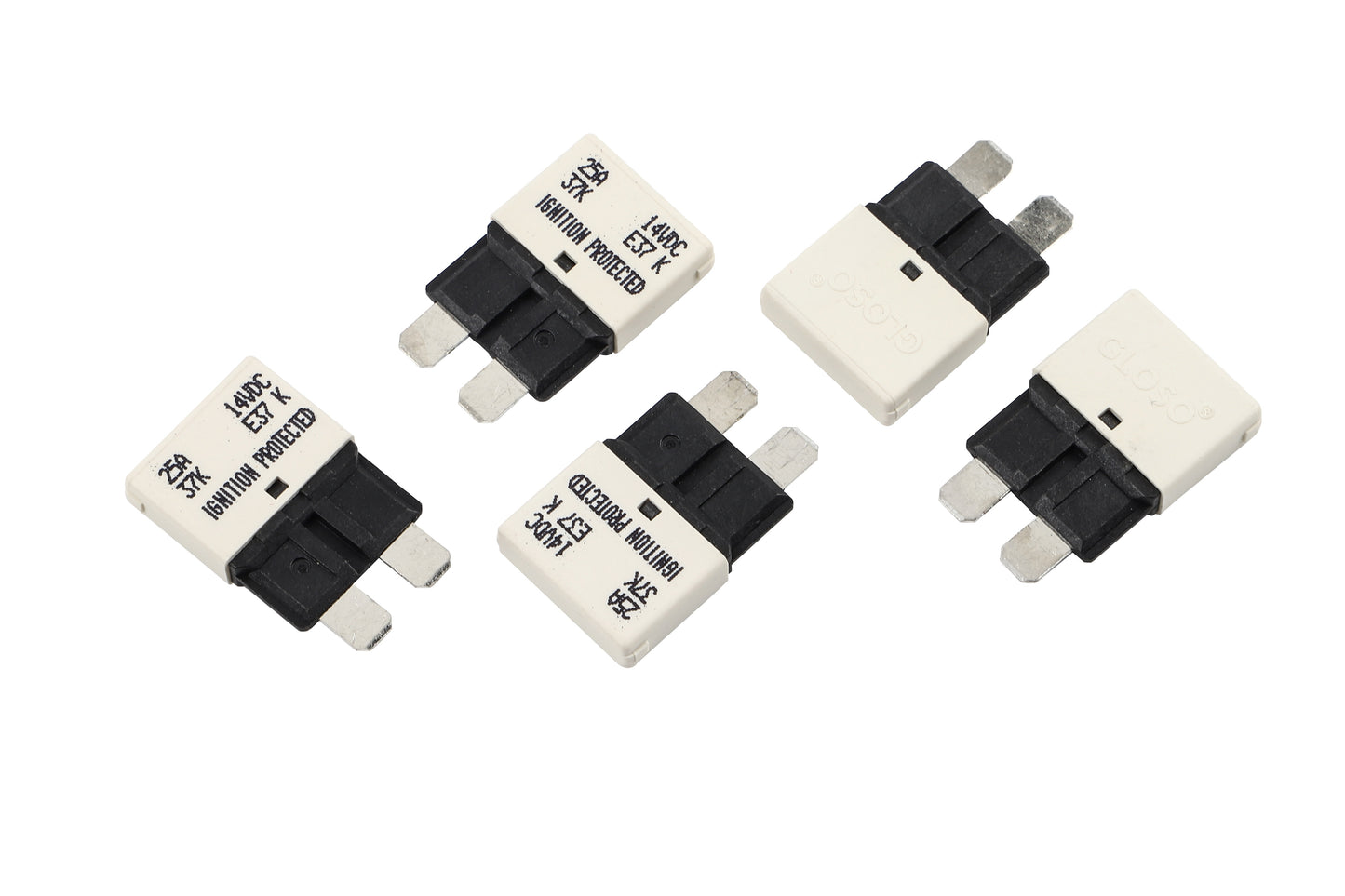 GLOSO E37 Auto (T1) Reset Low Profile ATC/ATO Circuit Breakers Fuse 5 Pack (3A-30A)
