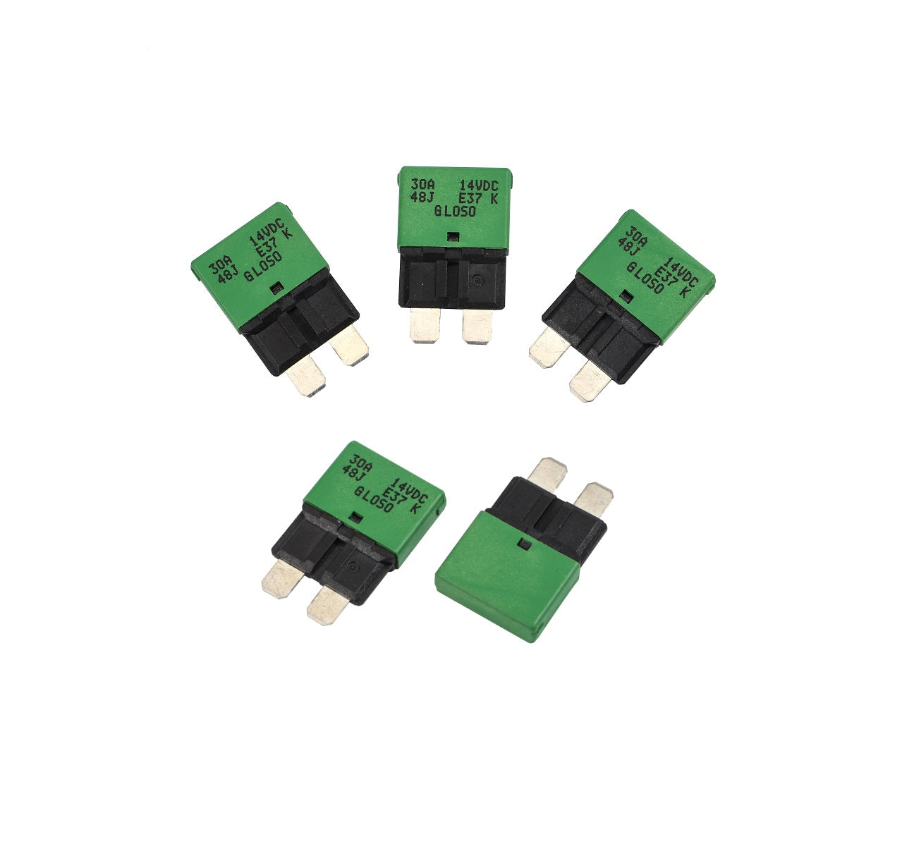 GLOSO E37 Auto (T1) Reset Low Profile ATC/ATO Circuit Breakers Fuse 5 Pack (3A-30A)