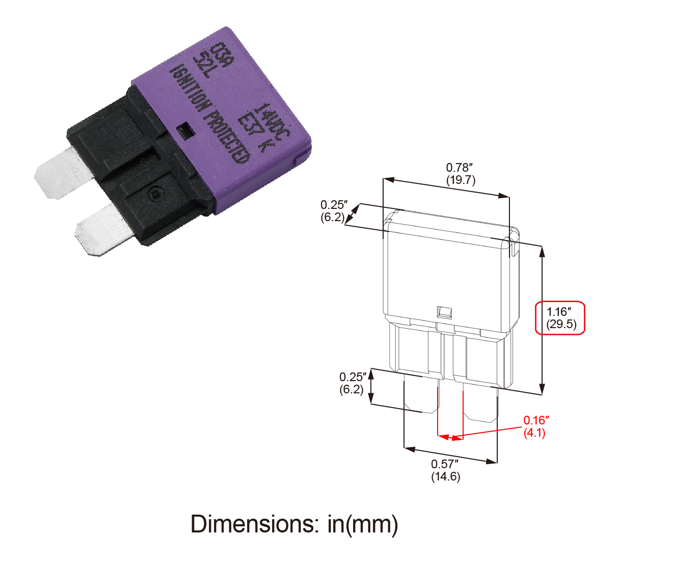 GLOSO E37 Auto (T1) Reset Low Profile ATC/ATO Circuit Breakers Fuse 1 Pack (3A-30A)