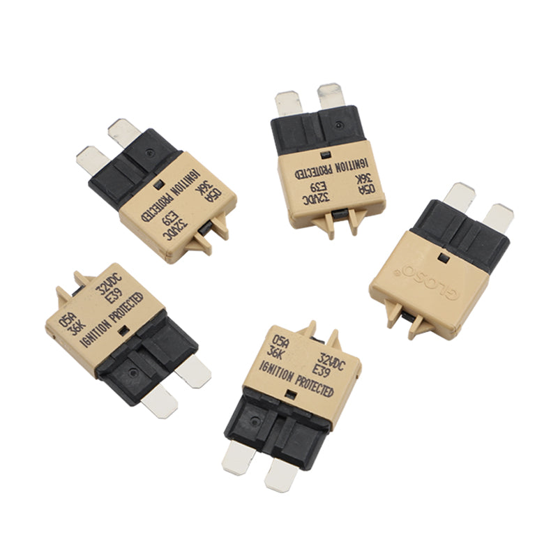 GLOSO E39 Manual (T3) Reset Low Profile ATC/ATO Circuit Breakers Fuse 5 Pack (3A-30A)