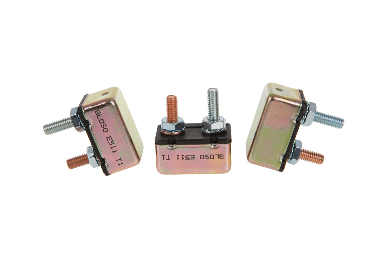 GLOSO E511 Auto (T1) Reset Stud Type Circuit Breakers, No Bracket 3 Pack (5A-50A)