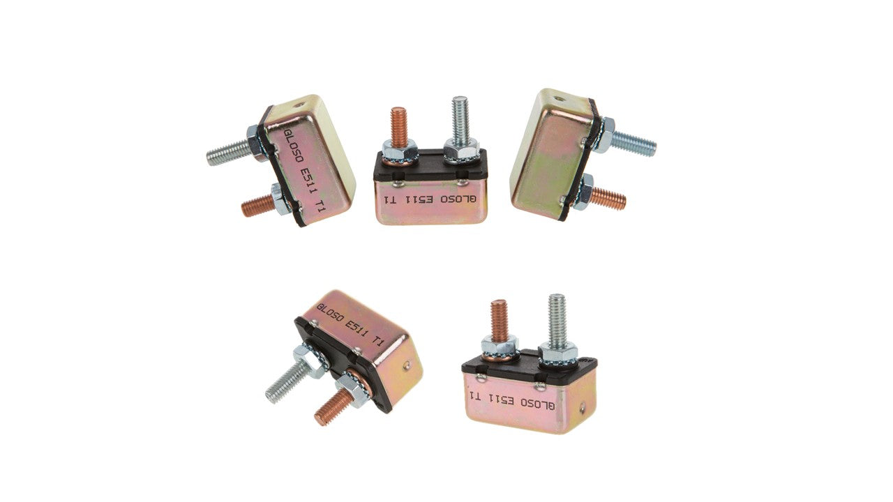 GLOSO E511 Auto (T1) Reset Stud Type Circuit Breakers, No Bracket 5 Pack (5A-50A)