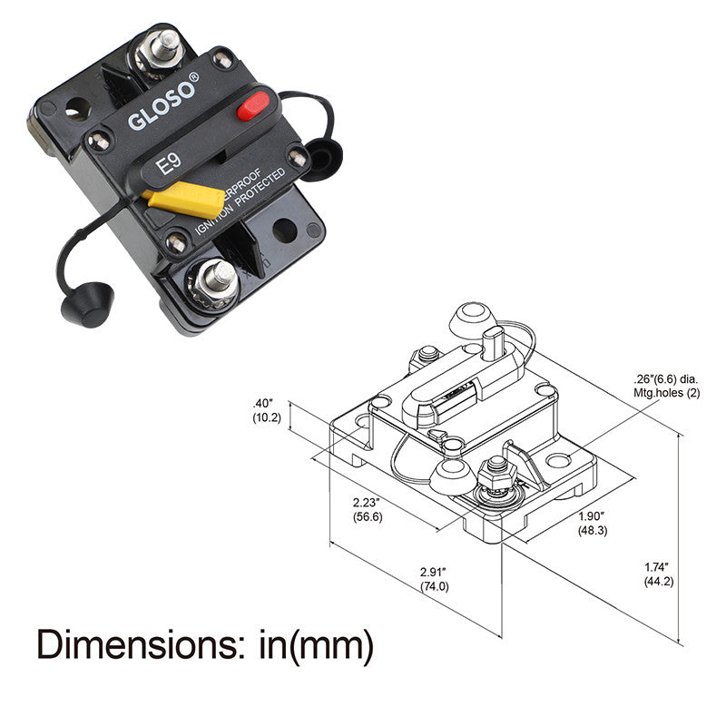 GLOSO E99L T3 LED Indicator IP67 Surface Mount Circuit Breaker (25A-150A)