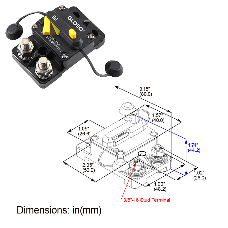 GLOSO E9C T3 IP67 Side by Side Stud Circuit Breaker