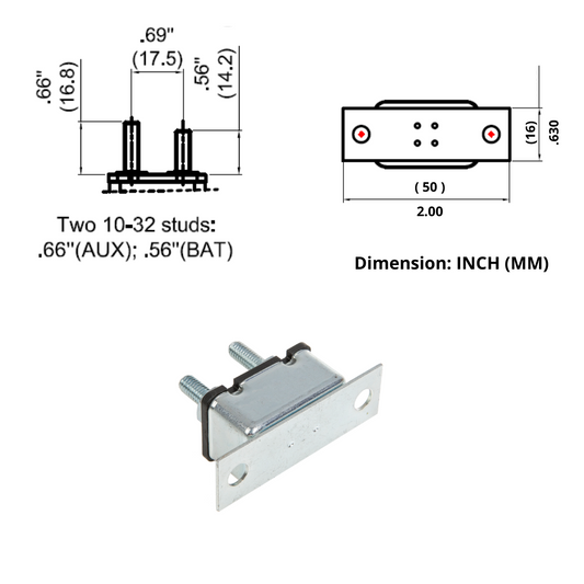 GLOSO E513C Auto Reset Circuit Breaker (T1) Stud Type Lengthwise Bracket (5A-50A)