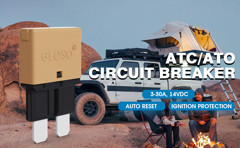 GLOSO E37 Auto (T1) Reset Low Profile ATC/ATO Circuit Breaker (3A-30A)