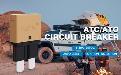 GLOSO E37 Auto (T1) Reset Low Profile ATC/ATO Circuit Breaker (3A-30A)