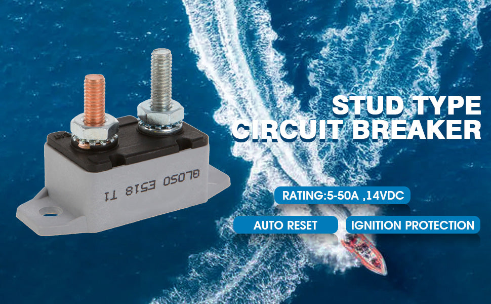 GLOSO E518 Stud Type Lengthwise Bracket Circuit Breaker Auto Reset (T1) (5A-50A)
