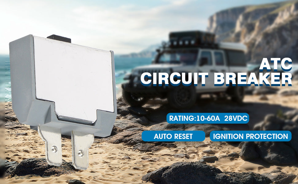 GLOSO E83 Long ATC/ATO Terminal (with dimple) Circuit Breakers, T3 Manual Reset (10A-60A)