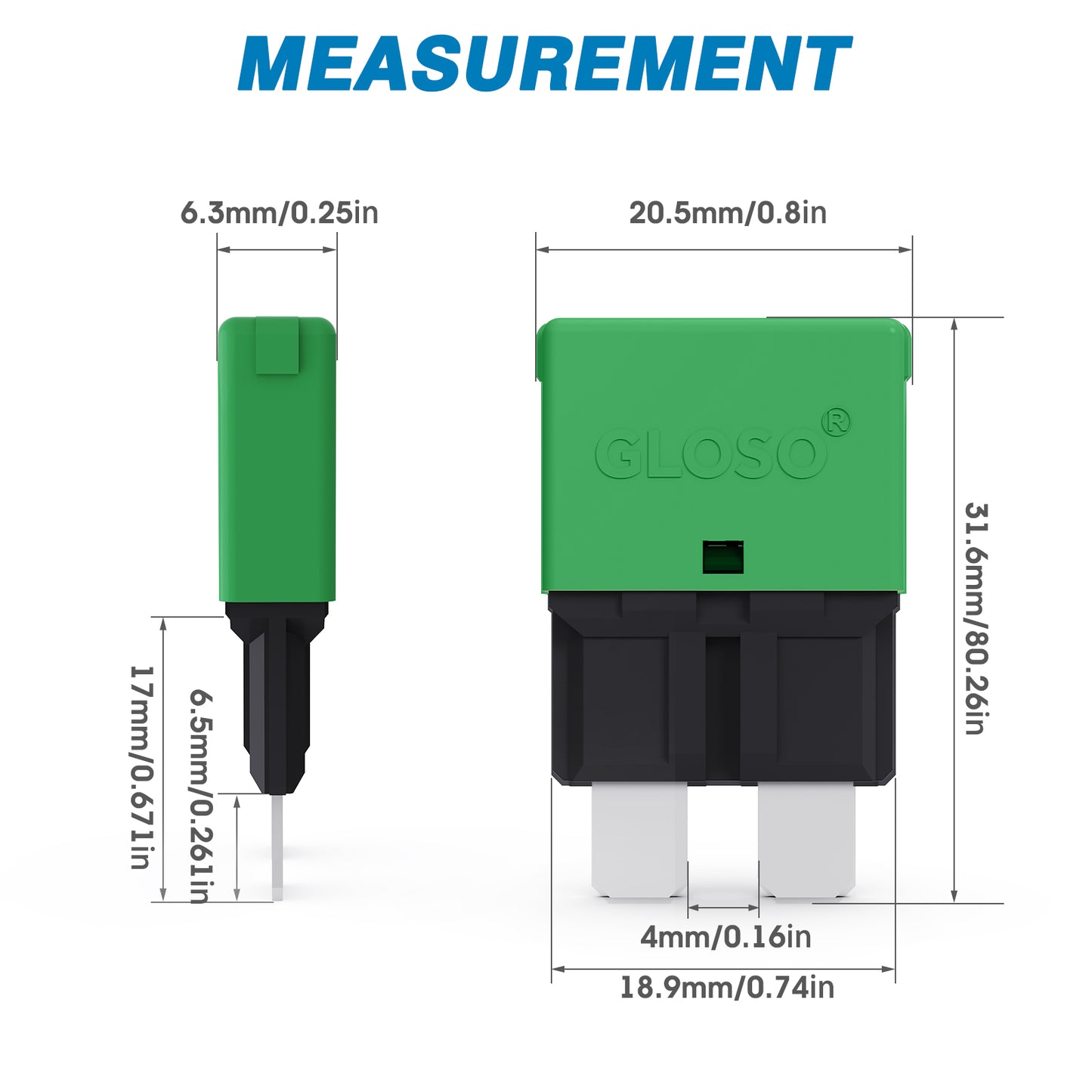 GLOSO E37 Auto (T1) Reset Low Profile ATC/ATO Circuit Breaker (3A-30A)