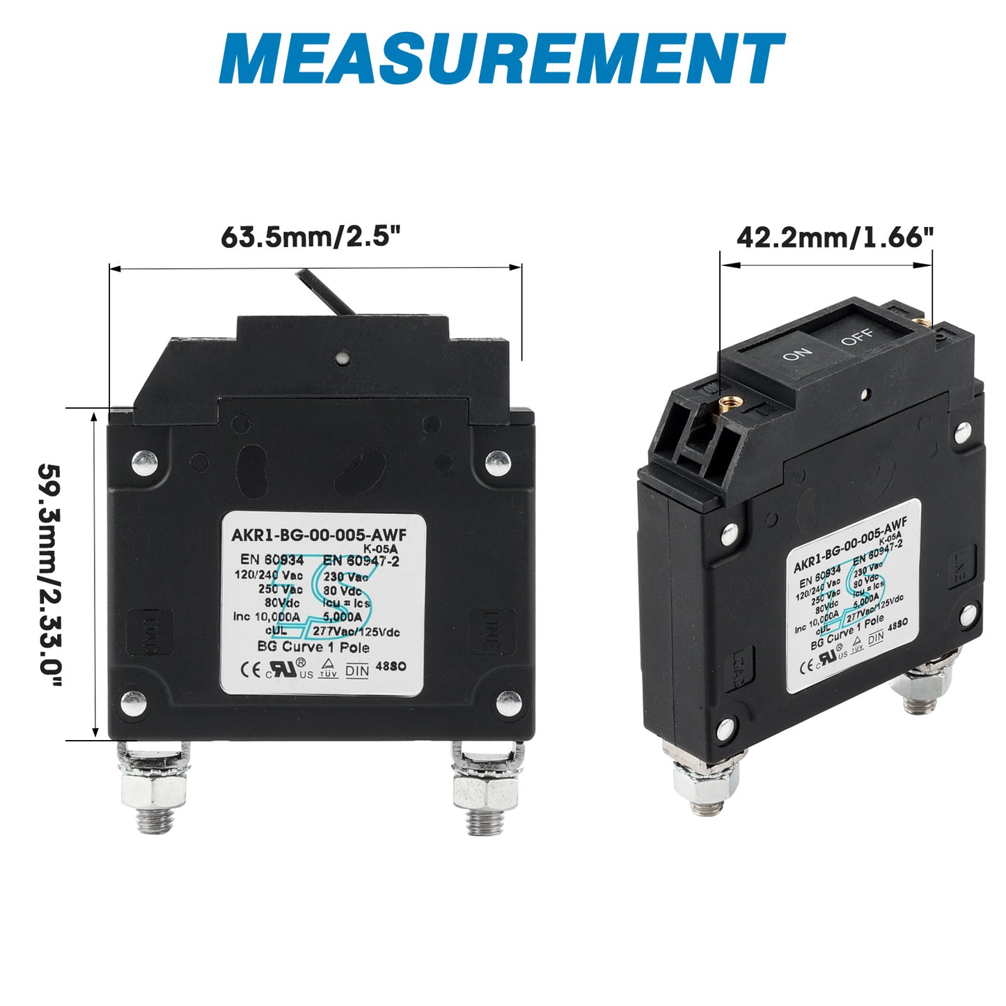 GLOSO A Type Hydraulic Magnetic Single Pole Circuit Breaker AC/DC Manual Reset Flat Rocker A1P