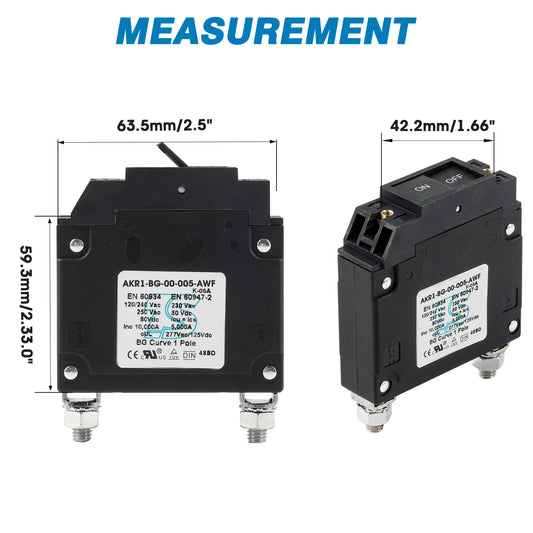 GLOSO A Type Hydraulic Magnetic Single Pole Circuit Breaker AC/DC Manual Reset Flat Rocker A1P
