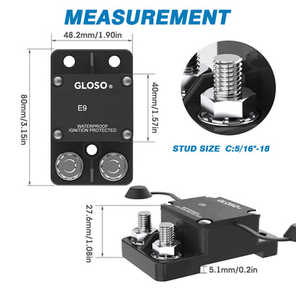 GLOSO E9A T1 IP67 Side by Side Stud Circuit Breaker (25A-300A)