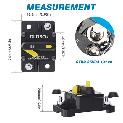 GLOSO E99 T3 Waterproof IP67 Surface Mount Circuit Breaker (25A-150A)