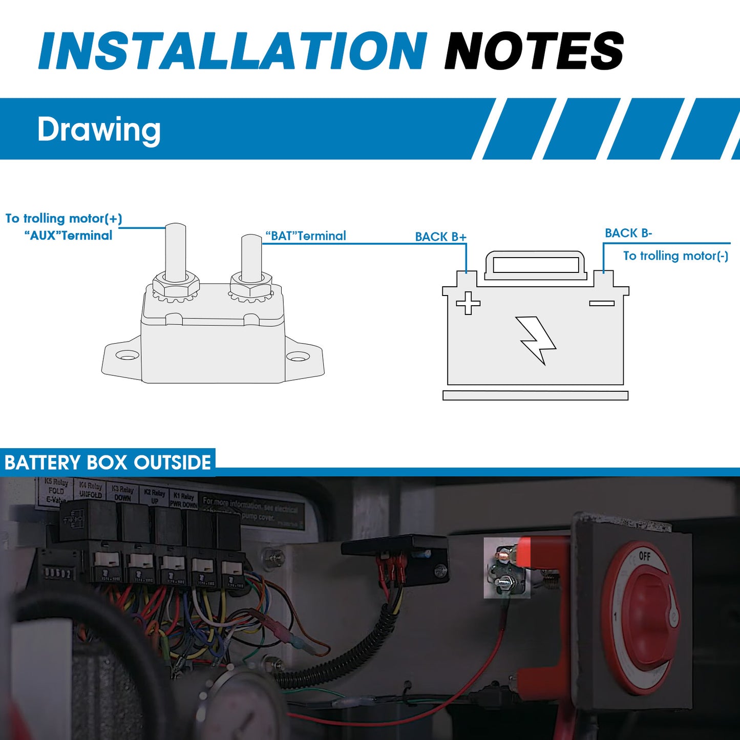 GLOSO E518 Stud Type Lengthwise Bracket Circuit Breaker Auto Reset (T1) (5A-50A)