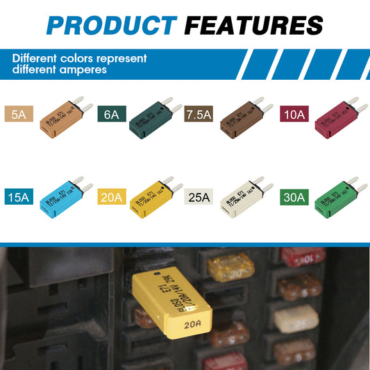 GLOSO E71 Auto Reset (T1) Mini ATM Circuit Breakers Fuse (5A-30A)